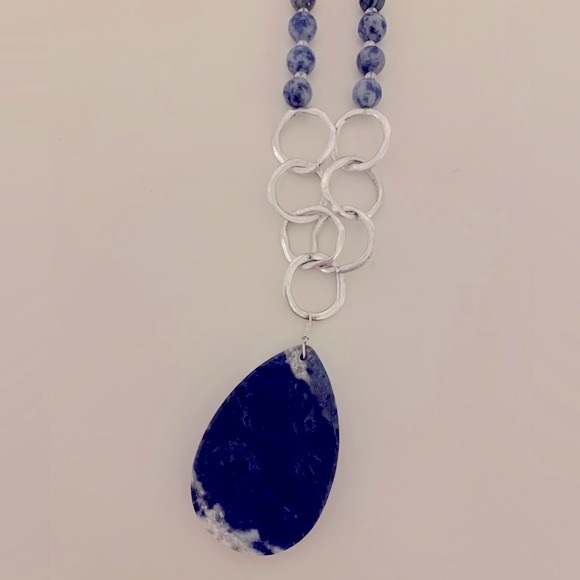J. Jill Blue Stone Pendant Beaded Necklace - Picture 2 of 4